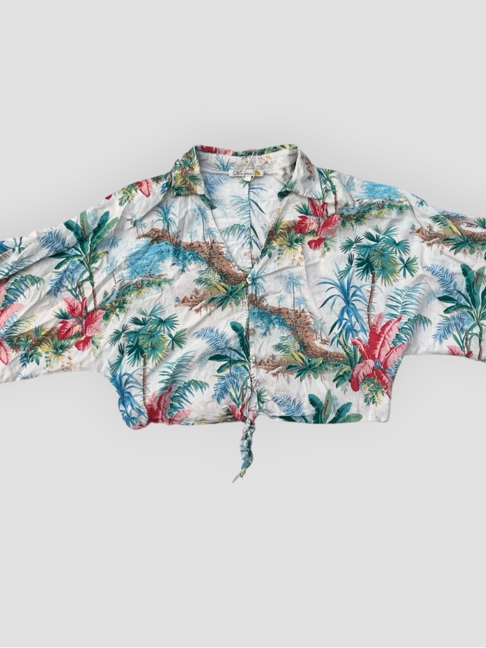 C&C California Tropical Linen Blend Crop Top